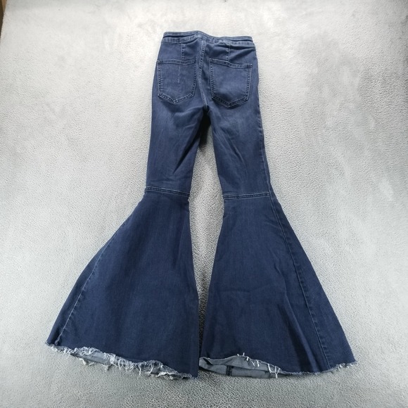 We The Free Jeans Womens 24 Blue Bell Bottom Flare High Rise Hippie 70s Denim - Picture 2 of 8